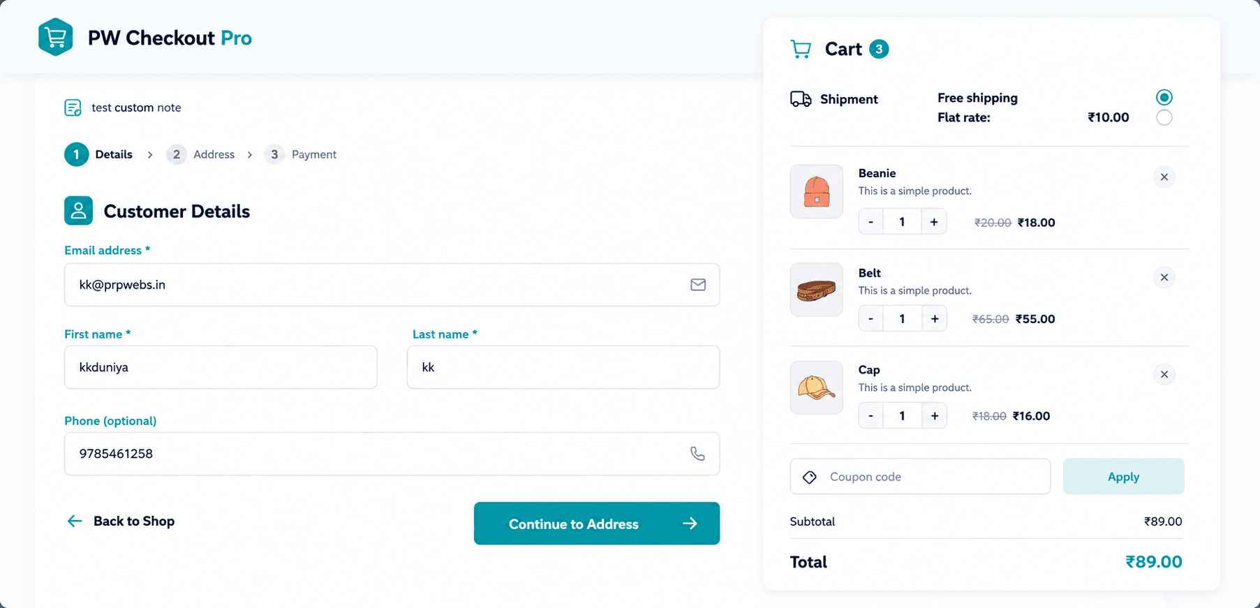 Modern checkout theme preview